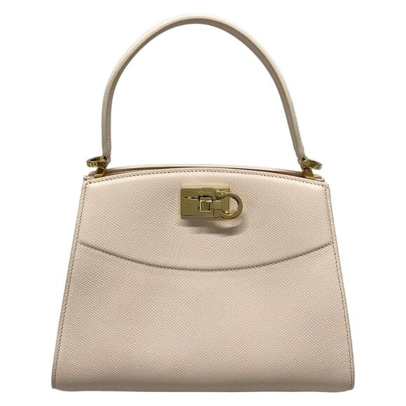 Auth Salvatore Ferragamo Gancini 21A210 Light Pink Leather - Handbag - Picture 1 of 16